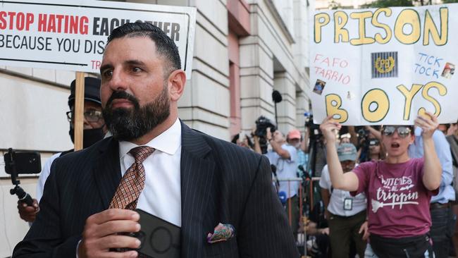 Nayib Hassan, lawyer for former Proud Boys leader Enrique Tarrio, leaves federal court in Washington, DC. Tarrio was sentenced today to 22 years in prison for his role in trying to overturn the 2020 presidential election. Picture: Win McNamee/Getty Images/AFP