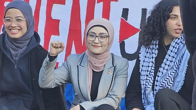 Labor senator Fatima Payman at the University of Melbourne on Wednesday. Picture: Jordan McCarthy