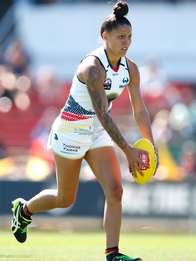 Stevie-Lee Thompson booted four goals for the Crows. Picture: Adam Trafford/AFL Media/Getty Images