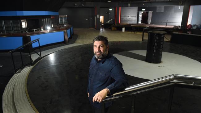 Pier Bandroom venue promoter Andrew Parisi in the old nightclub. Picture: Jason Sammon