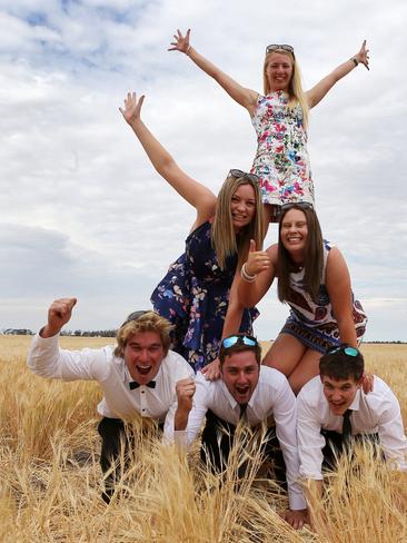 L-R: Adam Roll, from Rainbow, Matt Schnaars, of Nhill and Tristan Schilling, from Nhill. Middle: Lana Hayes, of Marnoo and Laura Connell, of Donald. On top was Heidi Sudholz, from Rupanyup. Picture: Yuri Kouzmin