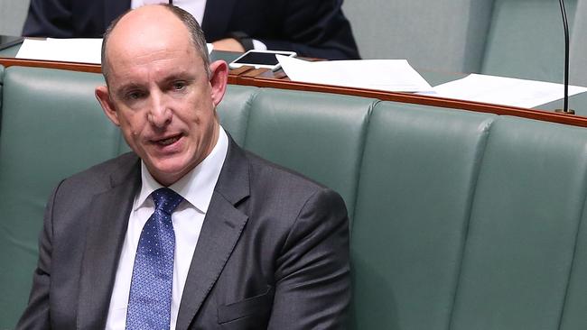 Minister for Human Services and Veterans Affairs Stuart Robert in Question Time in the House of Representatives Chamber, Parliament House in Canberra.