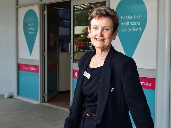 Colleen Belcher, Practice Manager at SmartClinics Annandale, outside the practice which will reopen on September 28th after it was badly damaged by a fire last year. Picture: Shae Beplate.