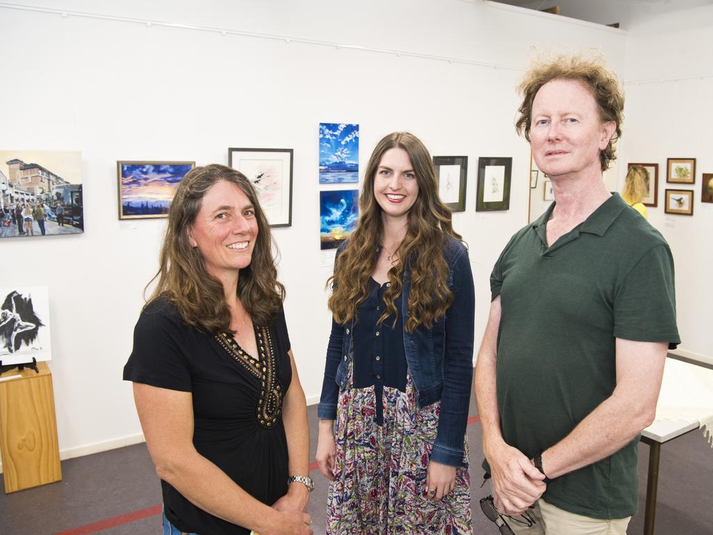 Synchronicity art exhibition featuring work by (from left) Sandra Willis, Megan Shine and Ian Hay at Culliford House, Saturday, November 2, 2019. Picture: Kevin Farmer