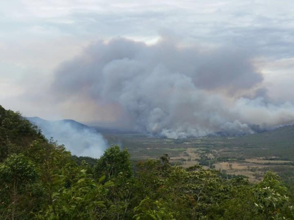 Fires in the Pioneer Valley looking from Eungella