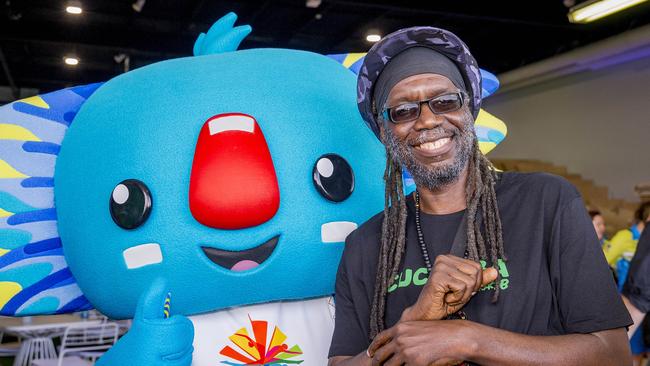 British reggae star Macka B pictured with Games mascot Borobi. Picture: Jerad Williams