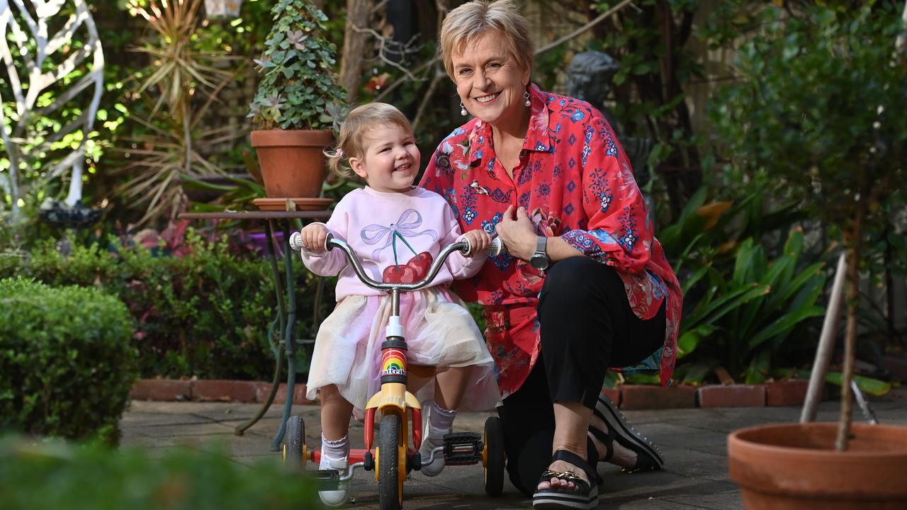 Angela Falkenberg with her “joyous” two-year-old granddaughter Hilda. Picture: Keryn Stevens