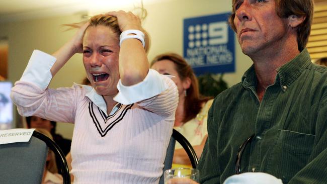 Natalie Wolfe crying as she listened to verdict finding Schapelle Corby guilty.