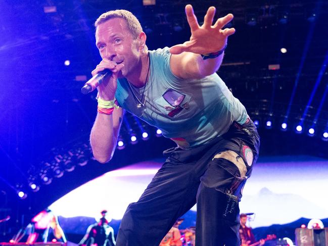 Chris Martin of Coldplay performs at Glastonbury. Picture: Samir Hussein