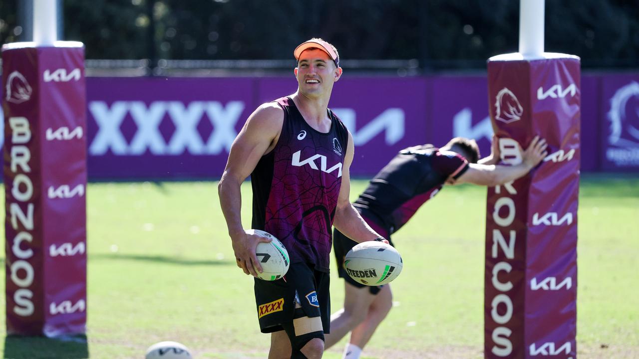 Corey Oates at Brisbane Broncos training at Red Hill, Monday afternoon. Picture: Nigel Hallett