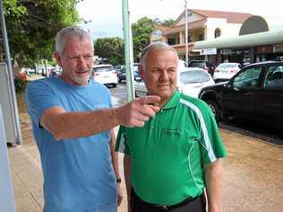 QUIET TIMES: Frank McWilliams from Coast Cafe and David Mansouri from Seagrass Green Grocery hope Lennox Head's two-way main street will be returned. Picture: Liana Turner