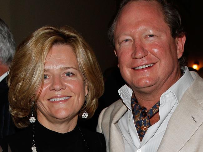 PERTH, AUSTRALIA - AUGUST 28: Nicola Forrest and Andrew "Twiggy" Forrest attend the opening night after party of "The Graduate" at the Dress Circle August 28, 2010 in Perth, Australia. (Photo by Matt Jelonek/Getty Images)