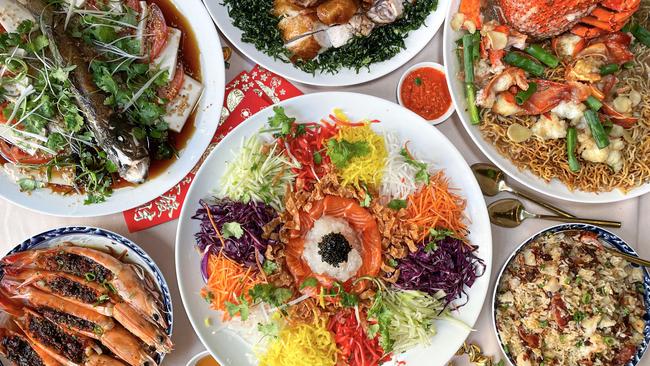 Ho Jiak Town Hall’s Lunar New Year Yee Sang Banquet with lobster. Picture: Jenifer Jagielski