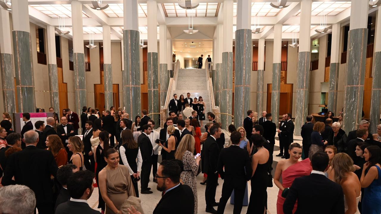 Guests attend the Press Gallery Mid Winter Ball at Parliament House in Canberra. Picture: NewsWire/Martin Ollman