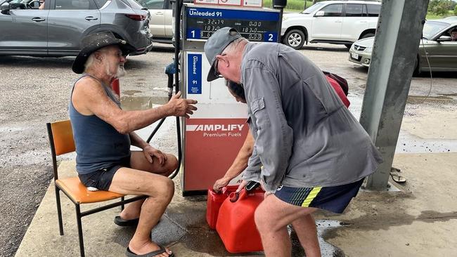 Ingham identity Andy Barra at namesake Roadhouse on the Bruce Highway just south of Ingham dispensing free fuel to disaster-struck Ingham residents. Picture: Cameron Bates