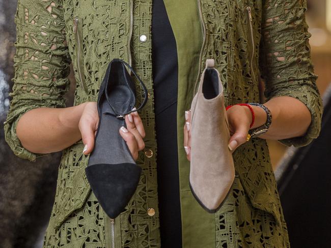 Liz Cambage has a new shoe brand named after her for women with larger than average foot sizes. Liz in Myers Melbourne store. Picture: Jason Edwards