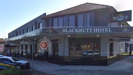 A cleaner was allegedly threatened with a knife and robbed of his wallet and watch at the Blackbutt Hotel, New Lambton. Picture: Google Maps.