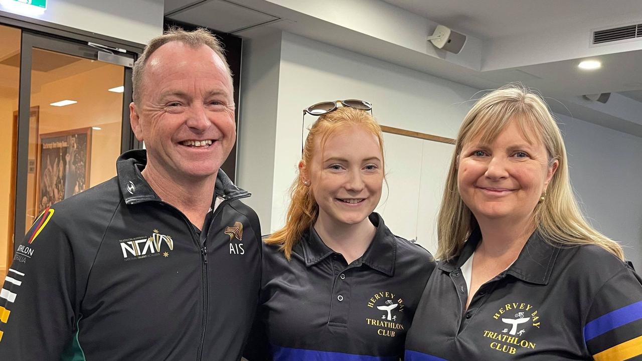 Matt Hauser's former coach Brian Harrington with wife Penny and daughter Ellie.