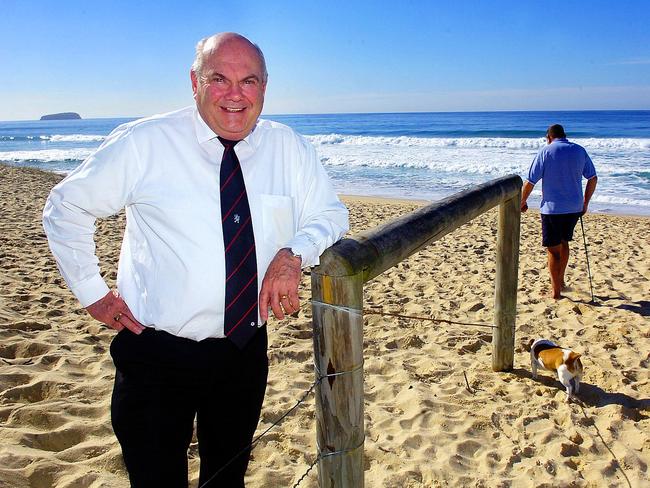 Former Wyong Mayor Bob Graham near the Lakes Beach site of the proposed desalination plant in 2006. Picture: Waide Maguire