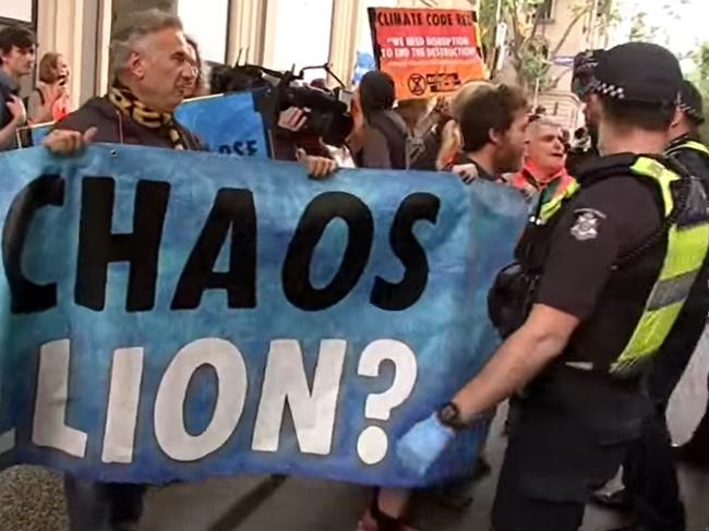 Extinction Rebellion protesters in Melbourne on December 7, 2023. Picture: Sky News