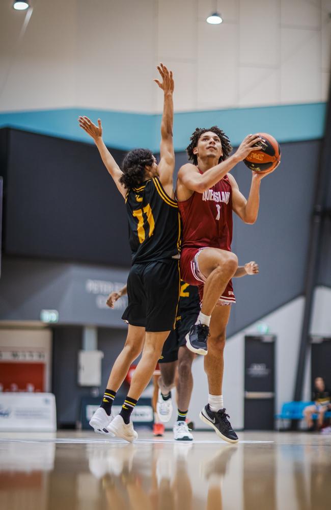 Jaylen Pitman in action for Queensland at the Under-20 and Ivor Burge National Championships. Picture: taylor Earnshaw