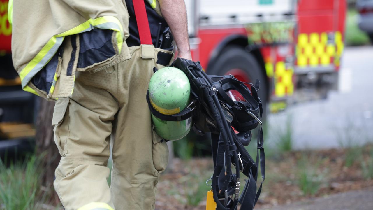 Emergency services were called to the single-vehicle accident as the truck burst into flames. Picture: NCA NewsWire / Christian Gilles