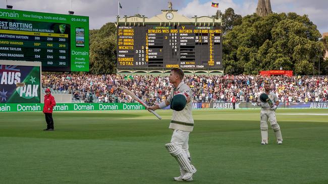 Warner’s 335 not out puts him second on the all time list of Australian Test innings.