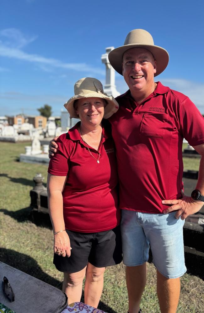 Jean Morris headstone reveal: Liz and Trevor Neal from Whitsunday Memorials