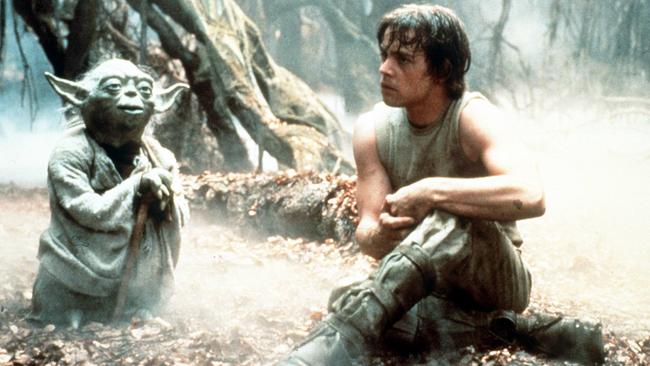 Mark Hamill as Luke Skywalker with Yoda in Return of the Jedi. Mendelsohn was “hit like a tonne of bricks” by the original Star Wars franchise and calls Hamill “the heart and soul” of the movies. Picture: Supplied