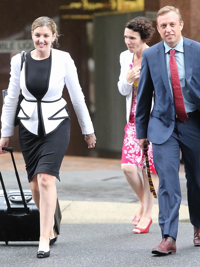 Shannon Fentiman and Steven Miles heading to one of their first cabinet meetings as ministers in 2015. Picture: Jono Searle