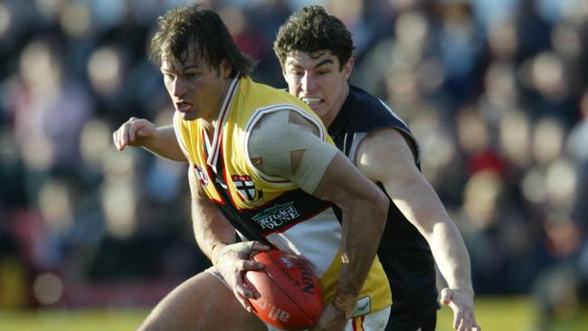 Aaron Hamill in action for the Saints against his former club.