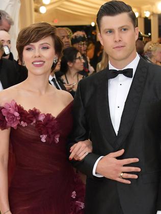 Scarlett Johansson and SNL star Colin Jost. Picture: Getty