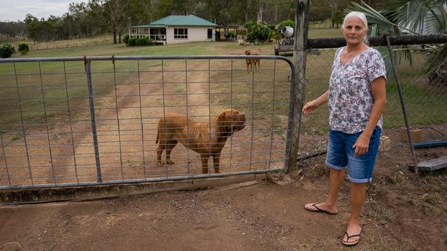 Hobby farmer Mardi Brady stands outside her house in Kilkivan. Her property is on one of the proposed transmission line routes. Picture: Christine Schindler