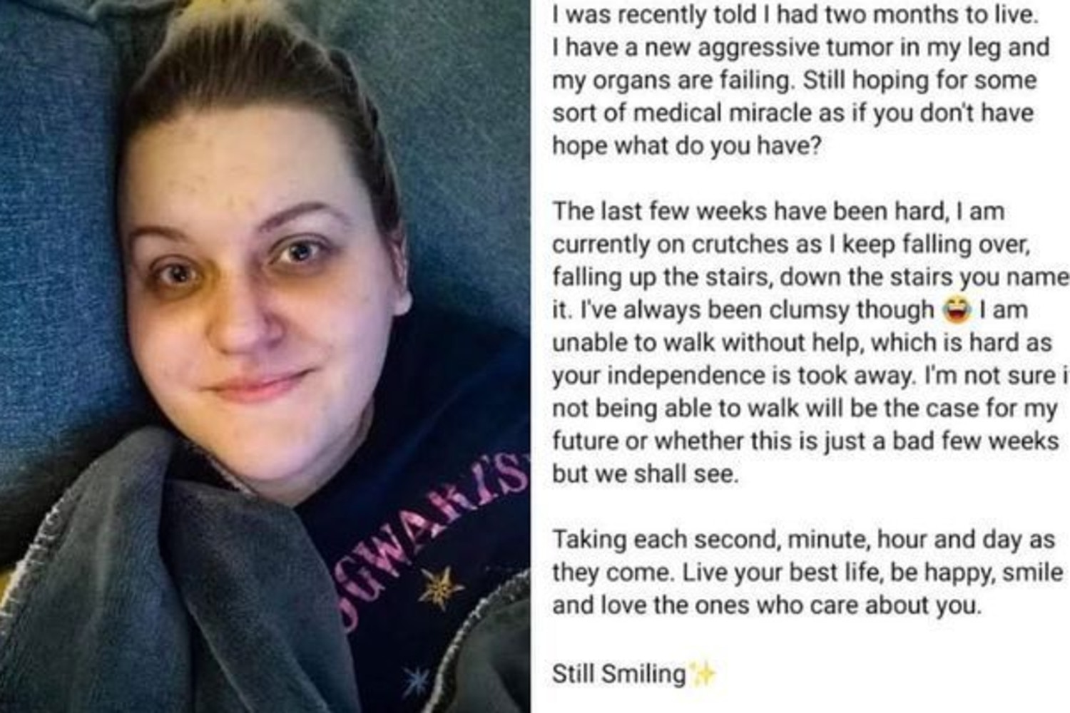 One Facebook post claimed her organs were failing and she had just two months to live. Picture: Facebook