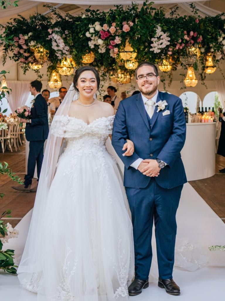 Maria Do and Joaquim Gaspar’s outfits at their western wedding ceremony. Picture: Dani Bartlett Photography