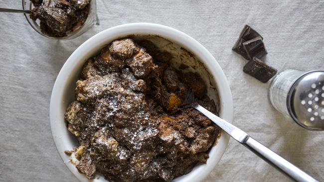 Just desserts: Chocolate bread pudding cooked by Jeremy Vincent. Picture: Dannika Bonser