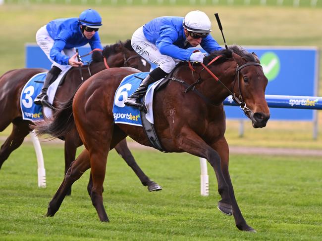 MELBOURNE, AUSTRALIA - JULY 24: Blake Shinn riding Photograph winning race 1, the Sportsbet Fast Form Handicap - Betting Odds during Melbourne Racing at Sandown Hillside Racecourse on July 24, 2024 in Melbourne, Australia. (Photo by Vince Caligiuri/Getty Images)