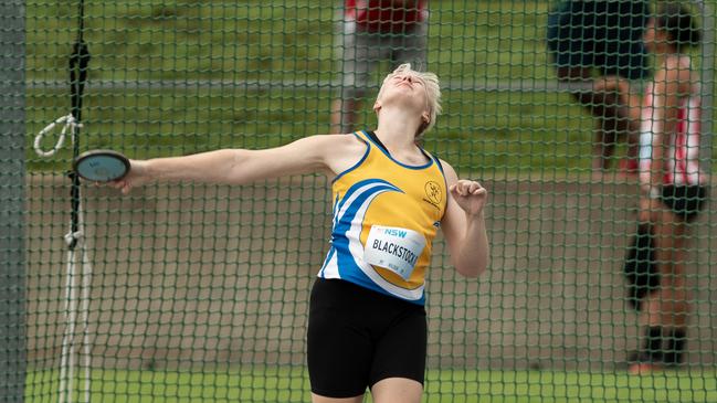 Ashlyn Blackstock from Belmont North in the discus final.