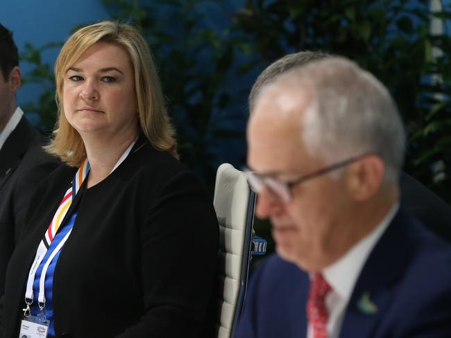 Sally Cray with PM Malcolm Turnbull at the G20 meeting in Germany, July 2017.