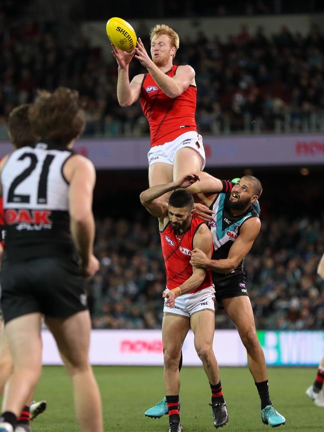 Francis brings down the mark, one of six contested against the Power. Picture: AFL Media