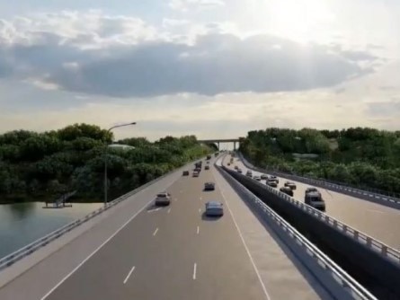 Artist's impression of the new bridges, looking north.