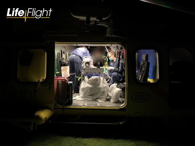 Two of the passengers were flown to Brisbane in critical conditions. Picture: LifeFlight