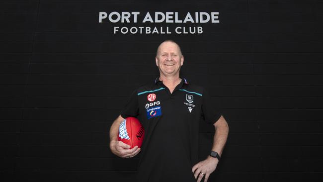 ADELAIDE, AUSTRALIA - ADVERTISER Photos JANUARY 13 Wednesday, 2021: Port Adelaide CEO Matthew Richardson announces an extension of 2yrs to Senior Coach Ken Hinkley (pictured) at a press conference at Alberton Oval, Port Adelaide.  Picture Emma Brasier.