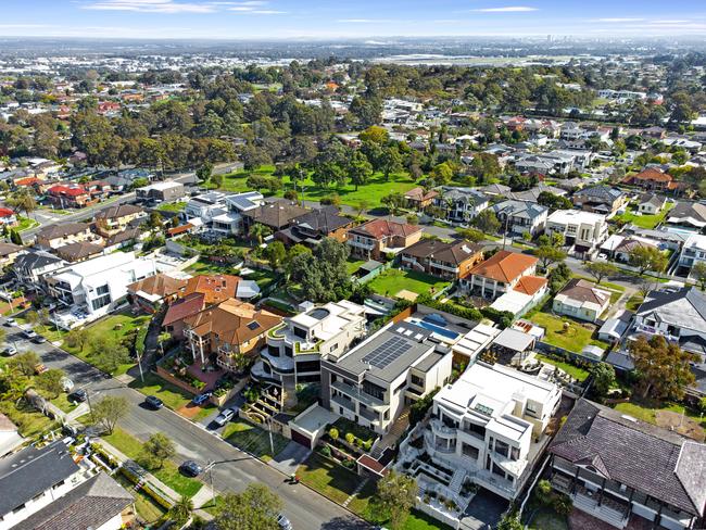 RECORD SALE IN BANKSTOWN:  82 Fenwick St, Bankstown sold for a breaking breading $3.5m - the highest price ever paid for a house in Bankstown.  Aerial images show the home is on a strip with other large houses. Picture: Pace Property. NSW real estate.