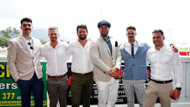 Josh Mealing, Mark Stubbs, Will McLeod, Joel Campe, Zac Ballentine and Doug Ryan at Cairns Amateurs Cup Day, the final day of the Cairns Amateurs racing carnival, held at the Cairns Jockey Club, Cannon Park. Picture: Brendan Radke