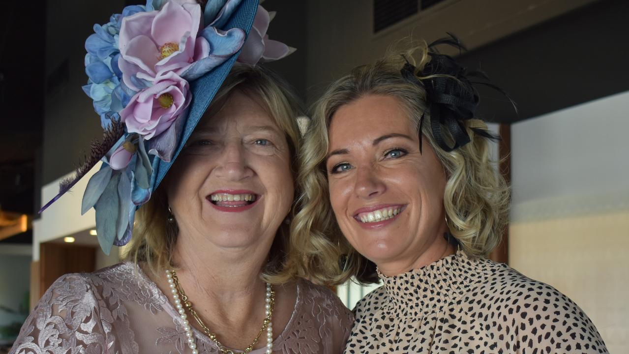 Marg Cochrane and Tracey Salter at the Gympie Times Ladies Race Day 2021. Photo: Elizabeth Neil