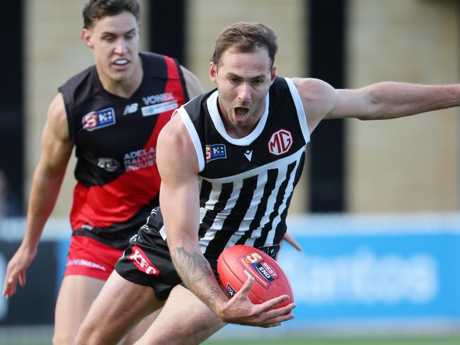 Port Adelaide’s AFL-listed Jeremy Finlayson in SANFL action for the Magpies against West Adelaide at Alberton Oval in Round 10. Picture: David Mariuz/SANFL