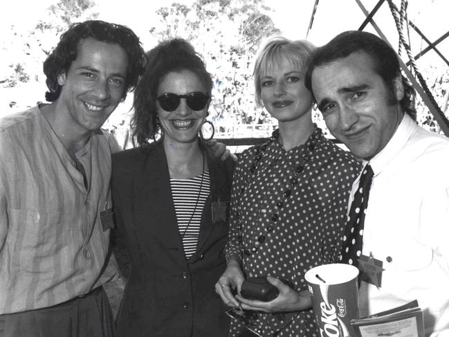 Nick Carrafa, Fiona Corke & George & Peta Kapiniaris at Movie World’s opening. Picture: supplied