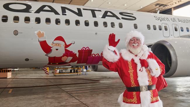 The 737 Roo-dolph, which will be taking to the skies in December. Qantas is dishing up some festive fare in its lounges and inflight, and restocking the beer fridge ahead of the Christmas rush.  Picture: Supplied