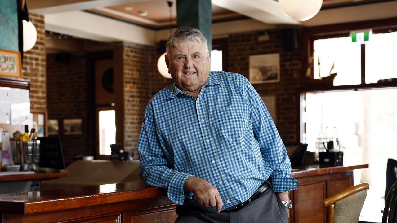 Arthur Laundy at one of his pubs, The Bell’s Hotel at Woolloomooloo in Sydney. Picture: Richard Dobson